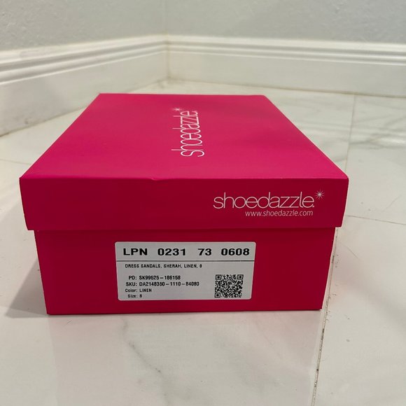 EUC Shoe Dazzle - Sherah Ankle Tie Heeled Sandal - Size 8 - Linen Color - Picture 6 of 6